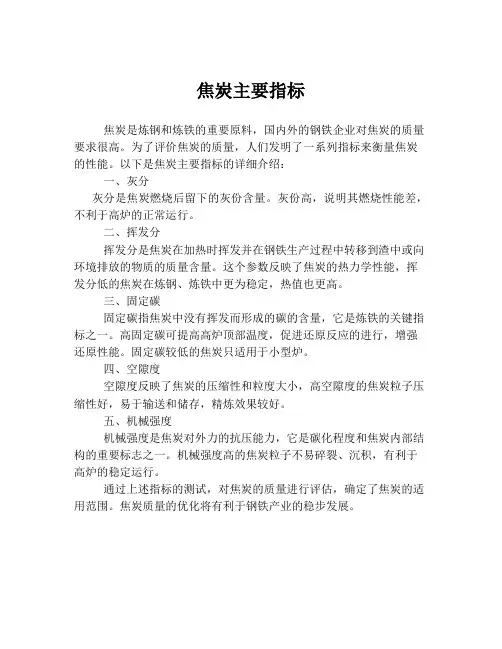 焦炭主要指标