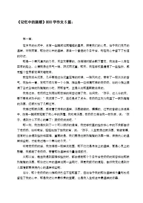 《记忆中的温暖》作文5篇
