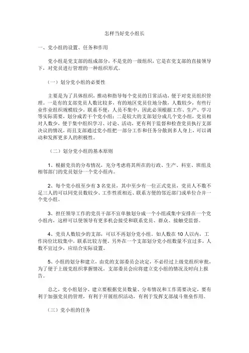 怎样当好党小组长