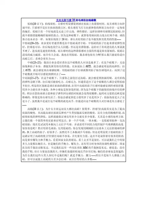 羽毛球拍、线等知识