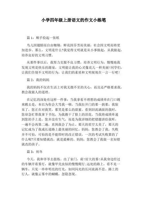 小学四年级上册语文的作文小练笔