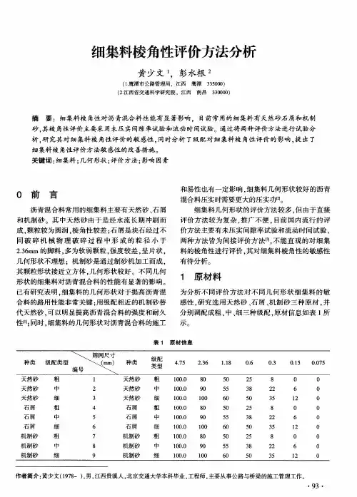 细集料棱角性评价方法分析