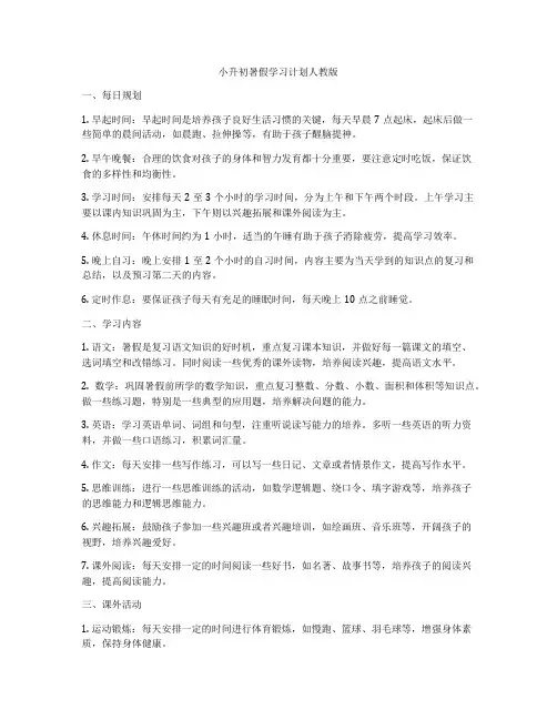 小升初暑假学习计划人教版