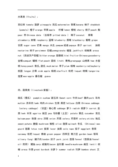 食物类英语单词(超全)