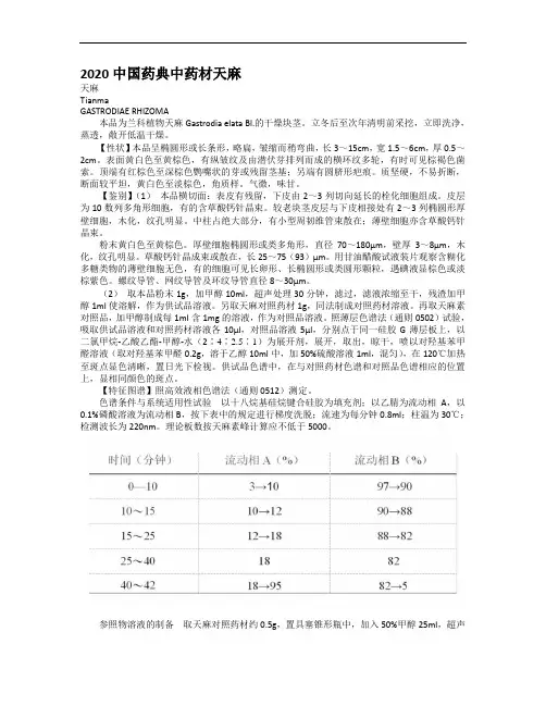 2020中国药典中药材天麻
