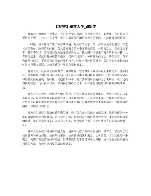 【写物】魔方人生_650字