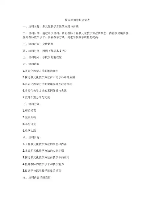 校本培训申报计划表
