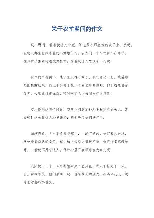 关于农忙期间的作文