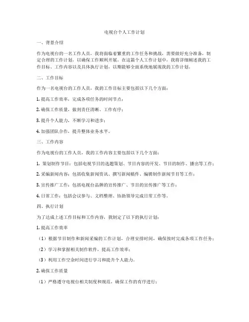 电视台个人工作计划