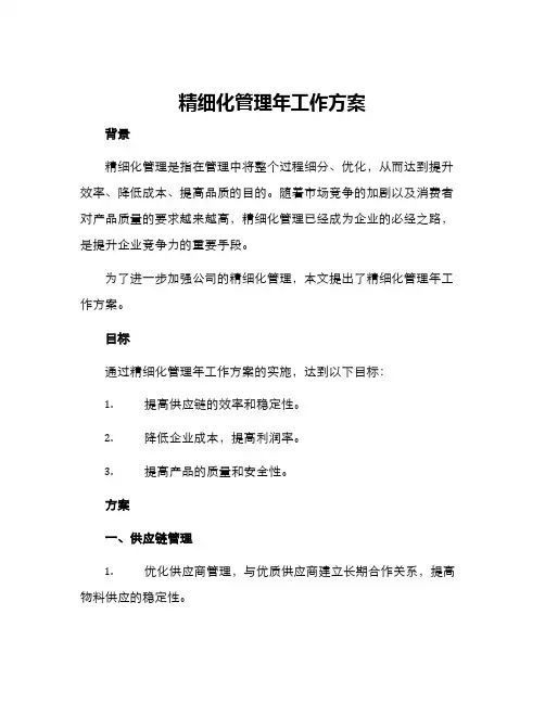 精细化管理年工作方案