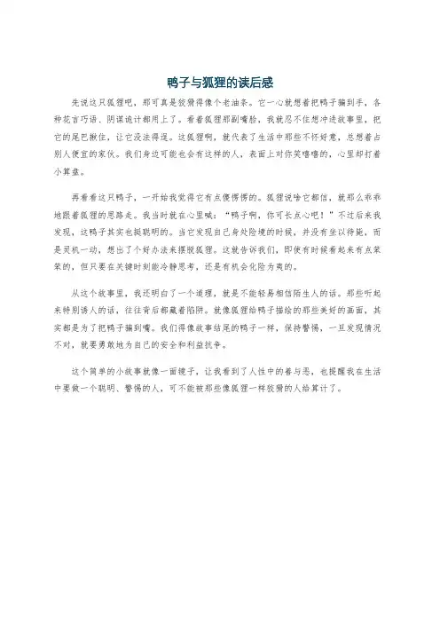 鸭子与狐狸的读后感