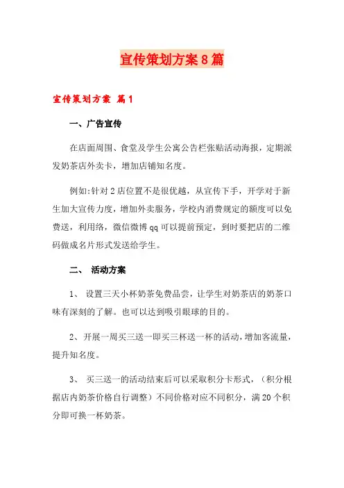 宣传策划方案8篇