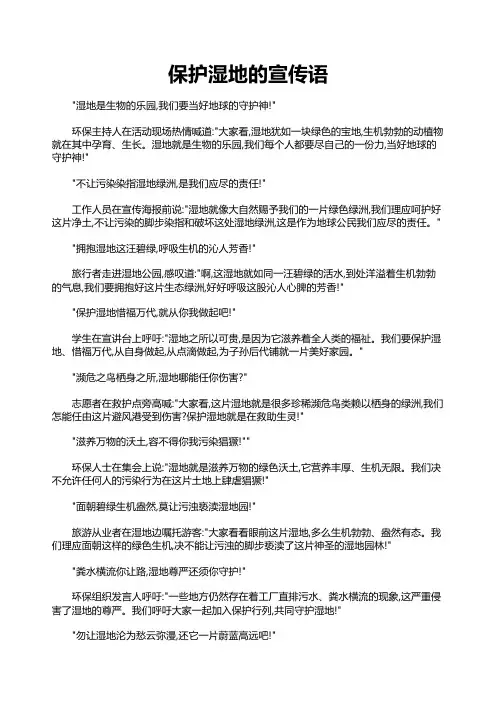 保护湿地的宣传语
