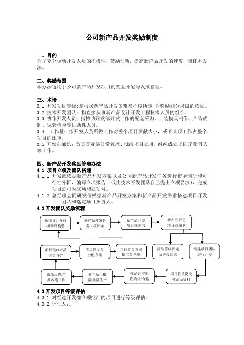 公司新产品开发奖励制度