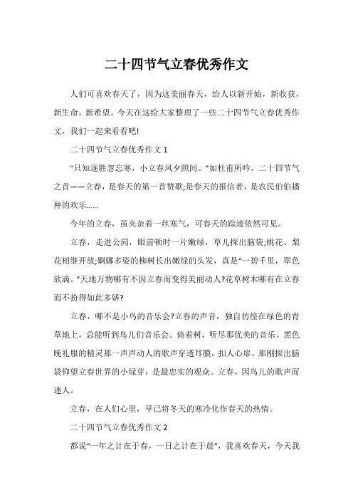 二十四节气立春优秀作文