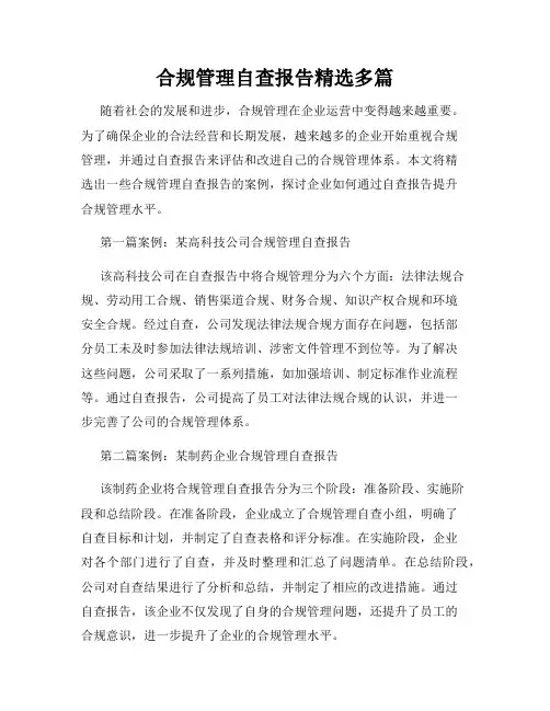 合规管理自查报告精选多篇