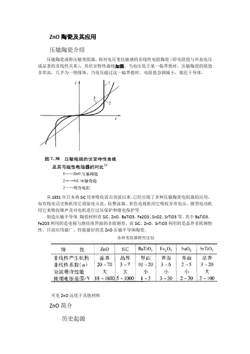 (完整版)ZnO陶瓷及其应用