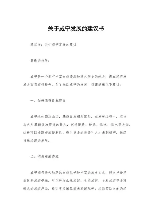 关于威宁发展的建议书