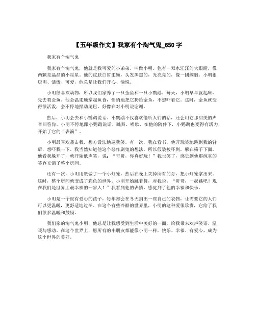 【五年级作文】我家有个淘气鬼_650字