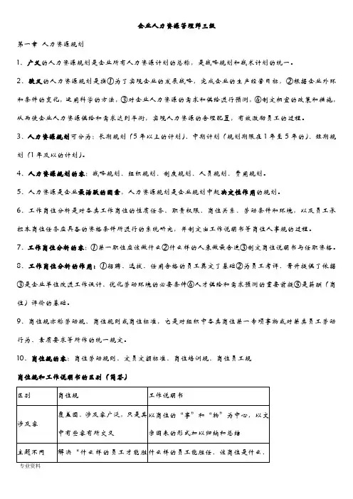 企业人力资源管理师三级(实操题)