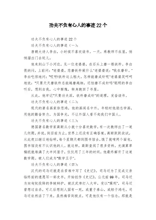 功夫不负有心人的事迹22个