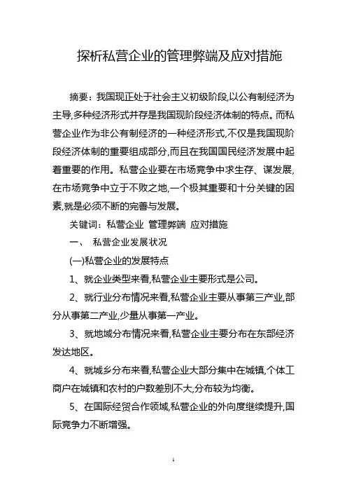 探析私营企业的管理弊端及应对措施