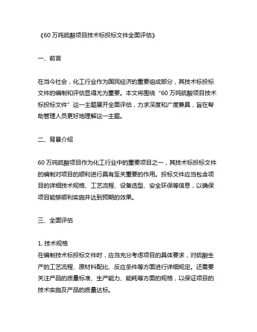 60万吨硫酸项目技术标投标文件