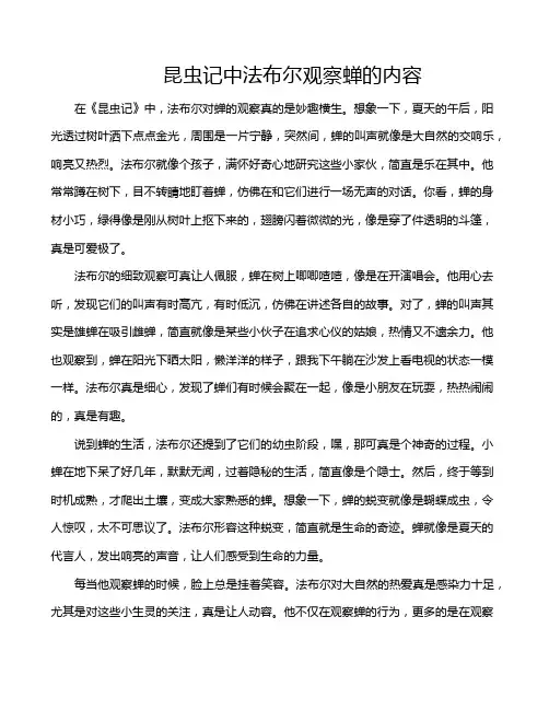 昆虫记中法布尔观察蝉的内容