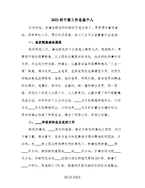2023村干部工作总结个人(三篇)