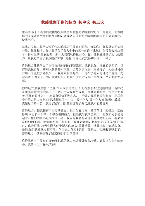 我感受到了你的魅力初中议初三议