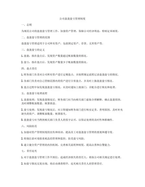 公司盘盈盘亏管理制度