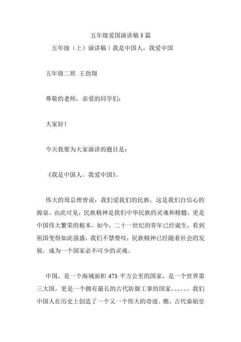 五年级爱国演讲稿3篇.doc
