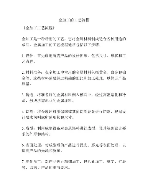 金加工的工艺流程