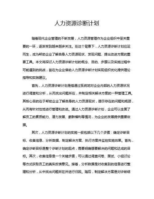 人力资源诊断计划