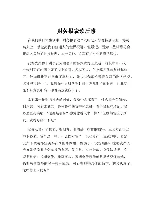 财务报表读后感