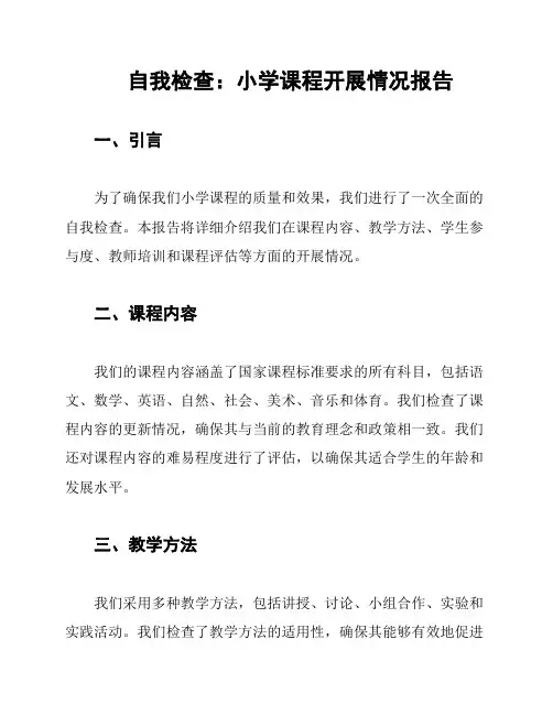 自我检查：小学课程开展情况报告