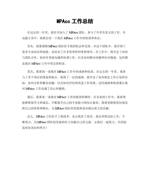 MPAcc工作总结