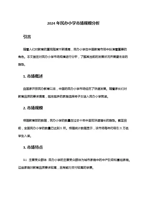 2024年民办小学市场规模分析