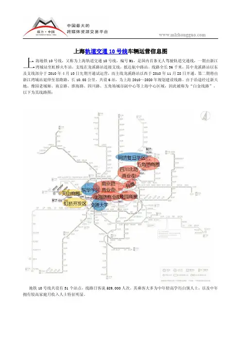 上海轨道交通10号线车辆运营信息图