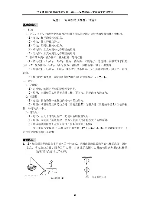 专题十 简单机械(杠杆、滑轮)