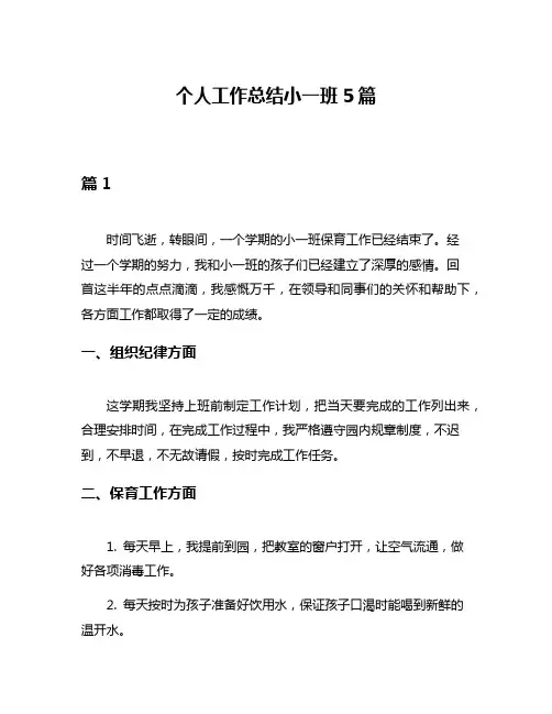 个人工作总结小一班5篇