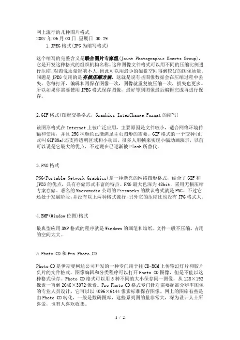 网上流行的几种图片格式