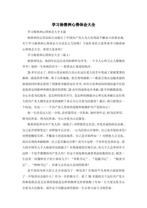 学习杨善洲心得体会大全