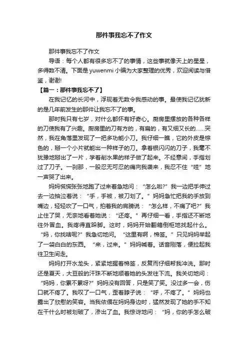 那件事我忘不了作文