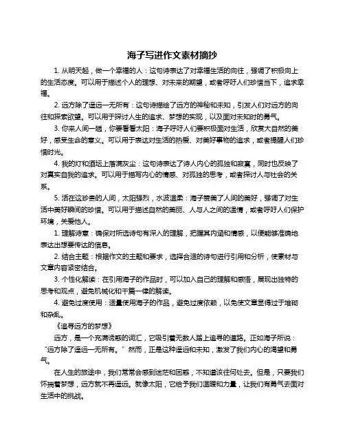 海子写进作文素材摘抄