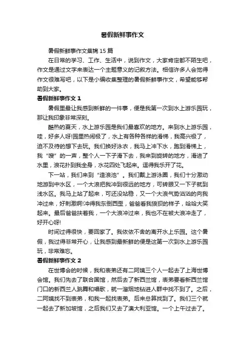 暑假新鲜事作文