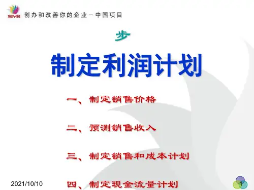 SYB第八步：创业制定利润计划