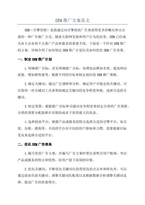 SEM推广方案范文