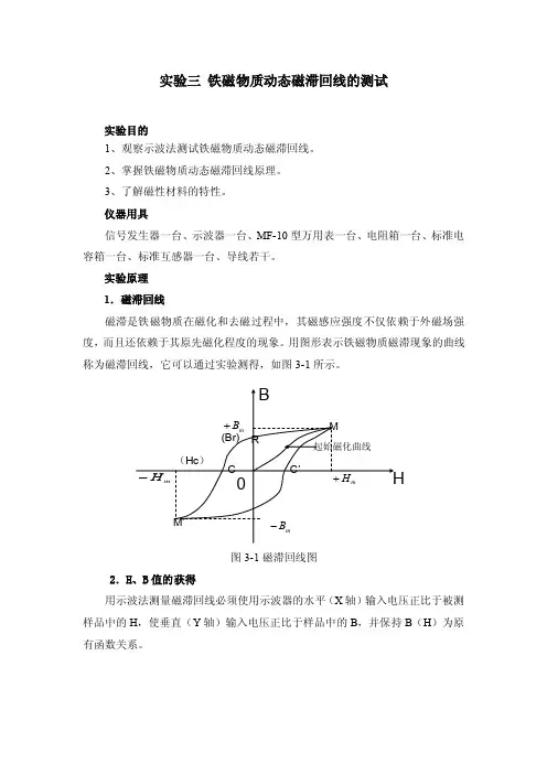 铁磁物质动态磁滞回线的测试
