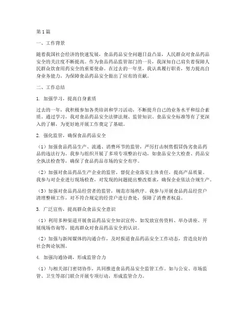 食药年度个人总结(3篇)